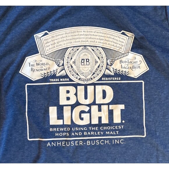Bud Light Blue Long-Sleeve Hoodie T-Shirt L Cotton Polyester Budweiser Beer - Picture 2 of 6